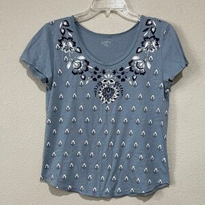 LOFT Floral Print Short Sleeve Top